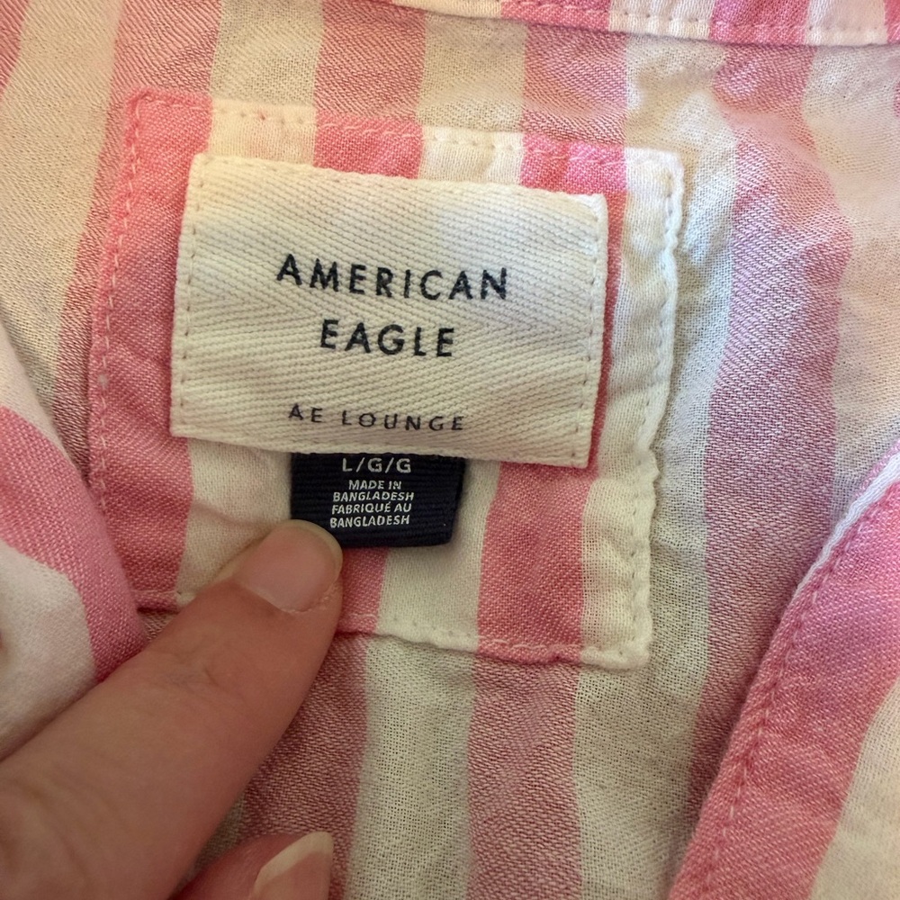 American Eagle Pink and White Striped Pajama Set - Picture 3 of 5